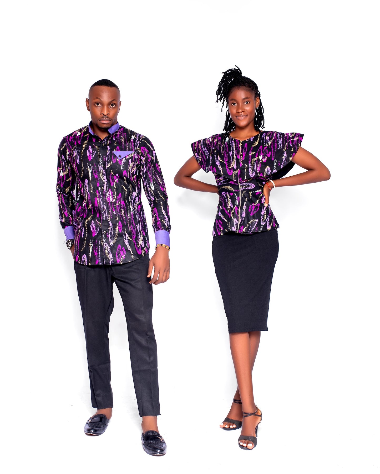 Onyx Women's African Shirt (in Purple African ankara)