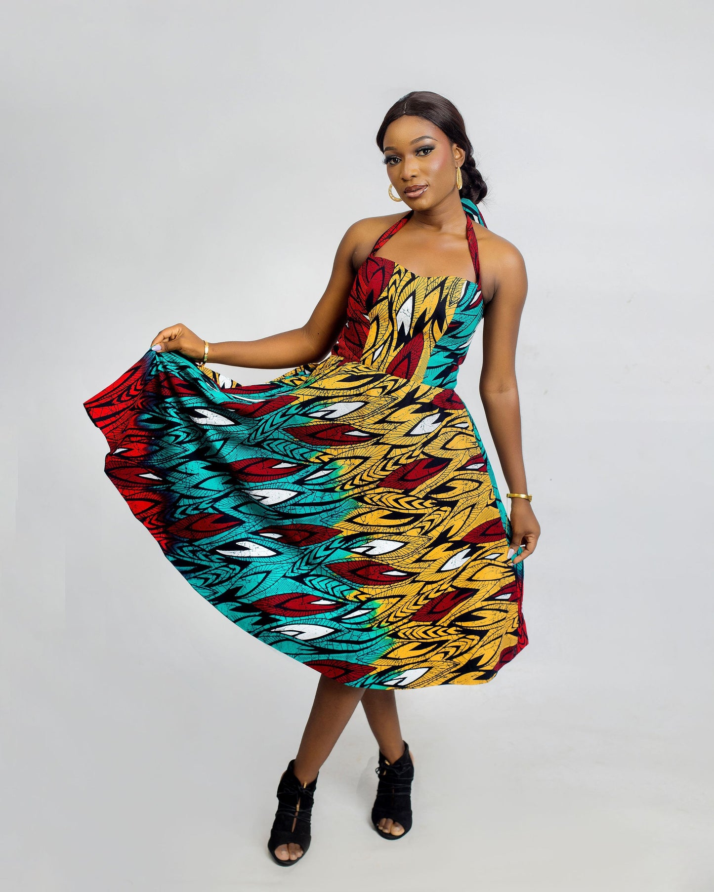 Adanna Women’s Ankara Halter Midi Dress
