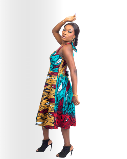 Adanna Women’s Ankara Halter Midi Dress