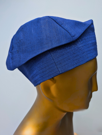 Oba Aso Oke African Cap – Royal Blue (Fila Hat)
