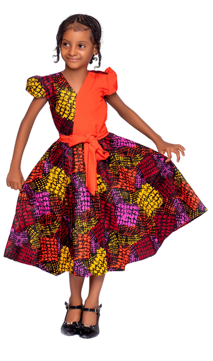 Neche Girls African Dress (in Vibrant Fall Colors)