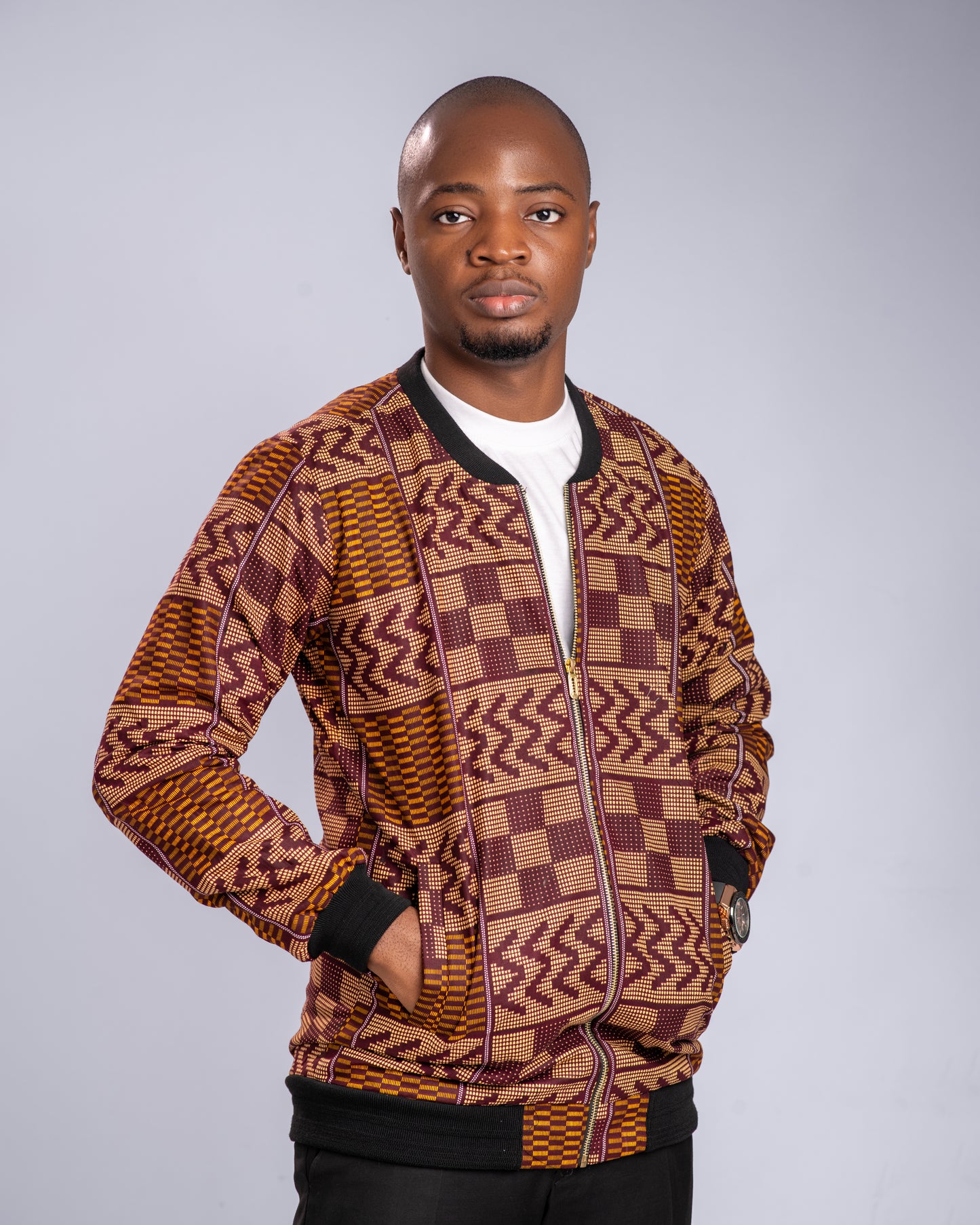 Oye Men's African Print Bomber Jacket