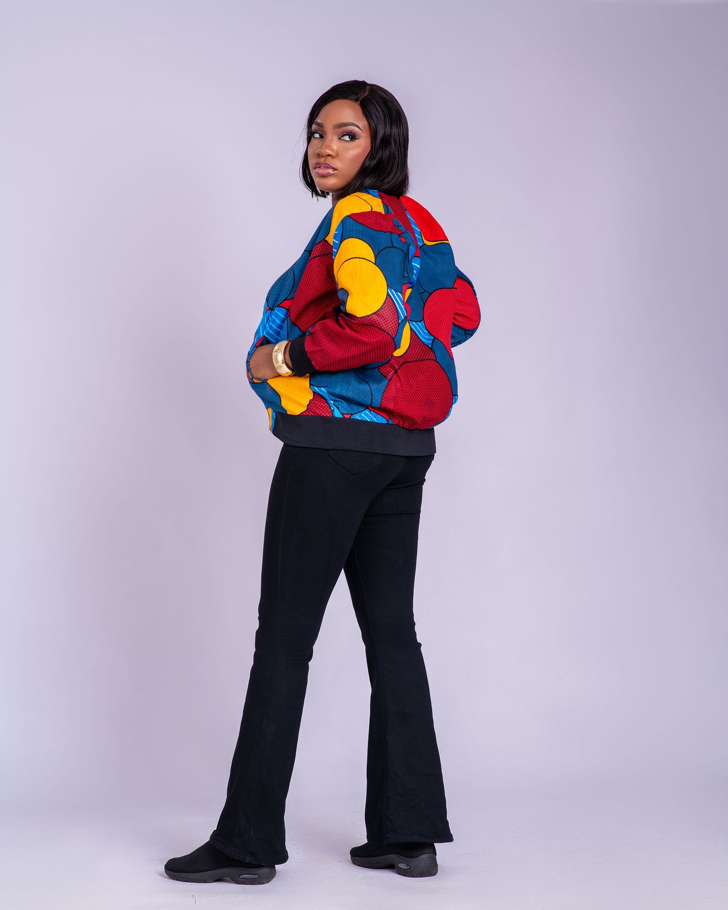 Faye Women's African Print Reversible Bomber Jacket