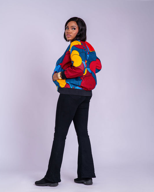 Faye Women's African Print Reversible Bomber Jacket