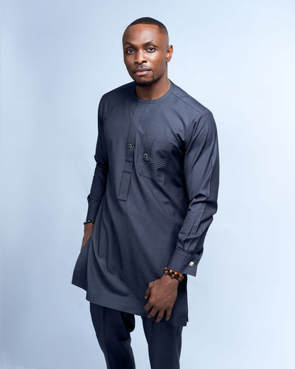 Timi Men's Dashiki Co-Ord Set (Grey color)