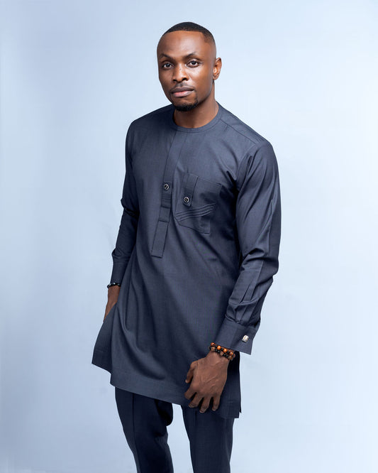 Timi Men's Dashiki Co-Ord Set (Grey color)