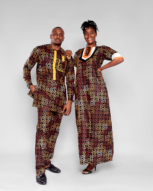 Ekon Men's African Print Co-ord Set, (in Brown and Gold Ankara)