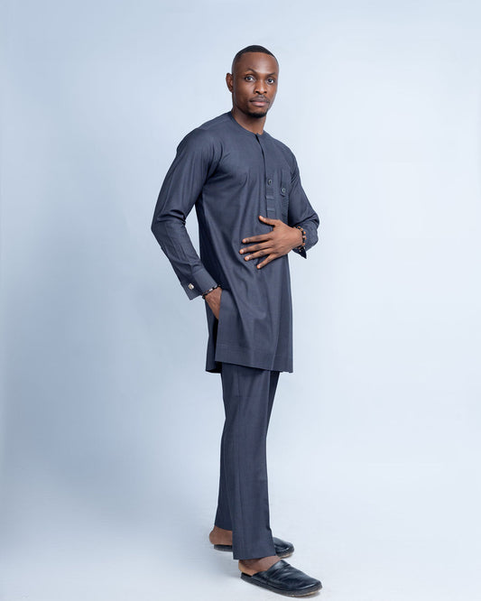 Timi Men's Dashiki Co-Ord Set (Grey color)