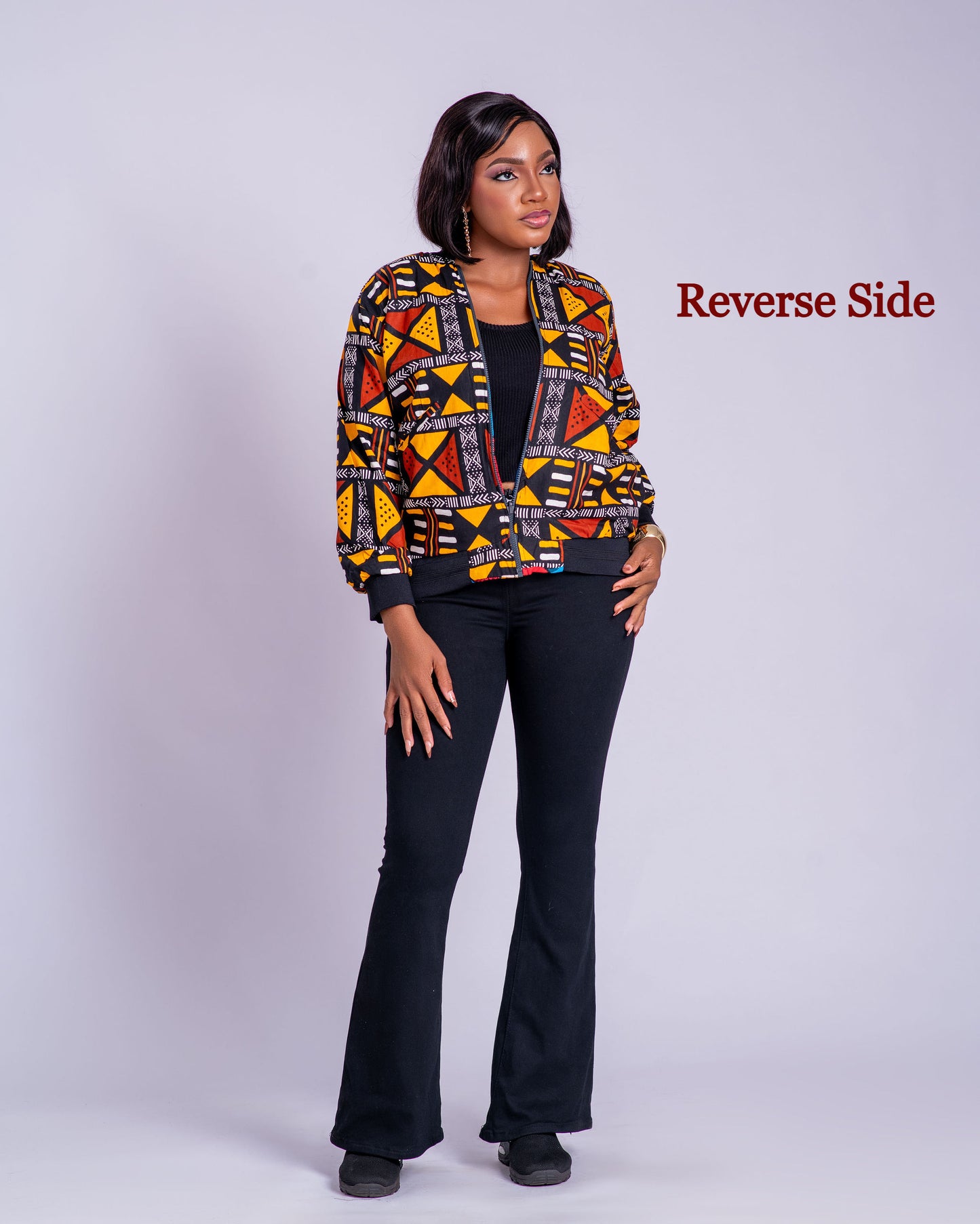 Faye Women's African Print Reversible Bomber Jacket