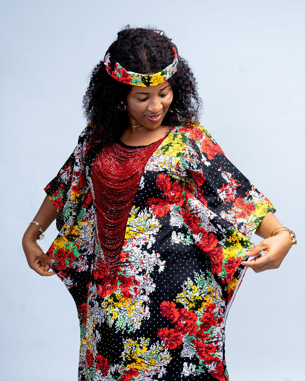 Bidemi Women's African Boubou Dress (Beaded, Stoned, Floral)