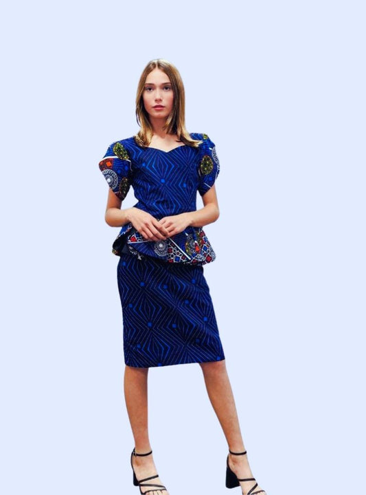 Mpete Tween Girl African Print Peplum Dress