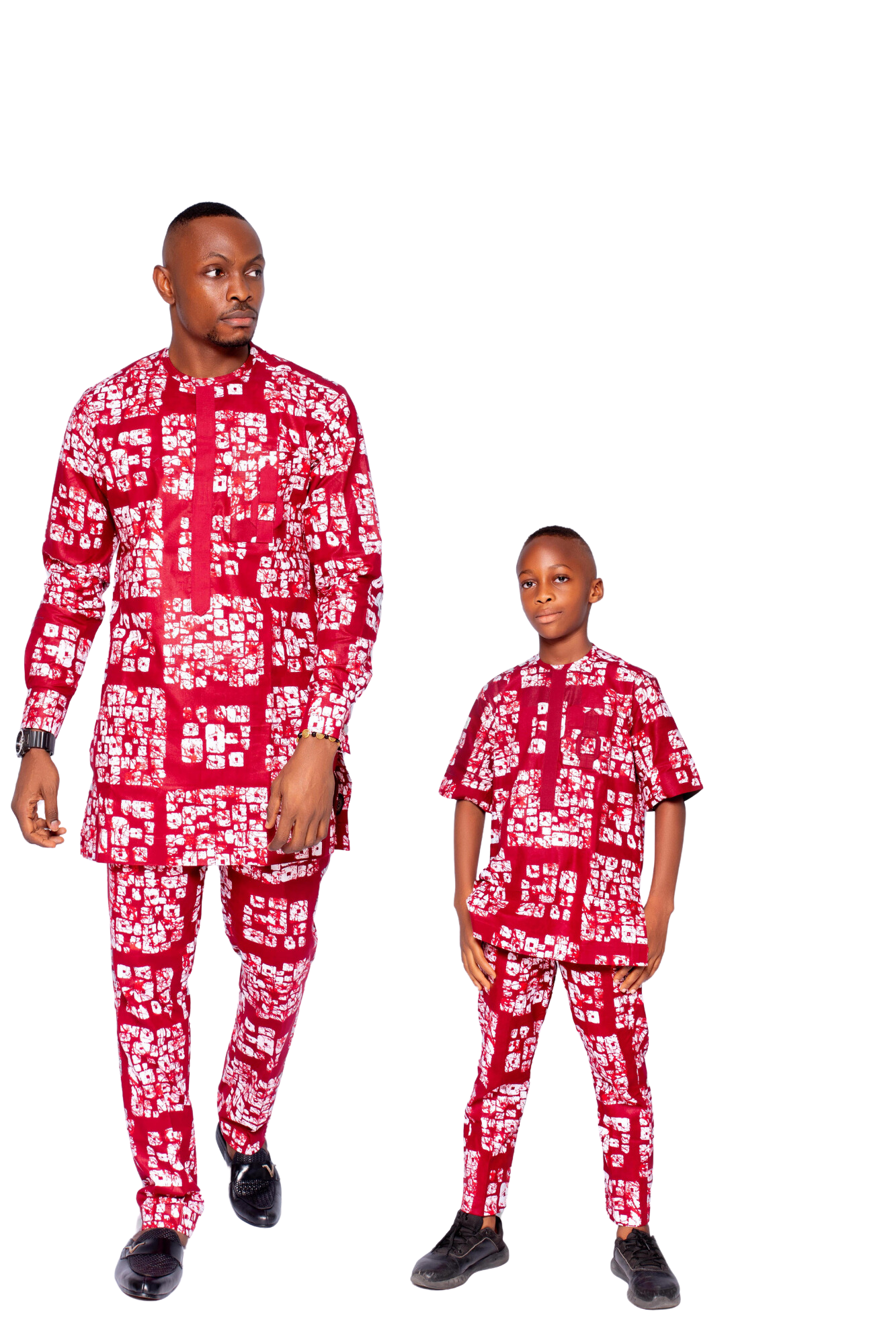 Ekele Boys African Co-ord set, (in Wine and white Ankara)