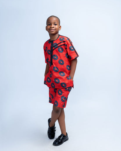 Nate Boys' African Print Co-Ord Set (Shirt and Shorts)