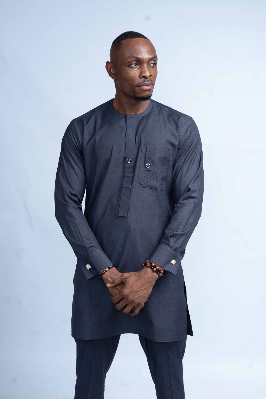 Timi Men's Dashiki Co-Ord Set (Grey color)