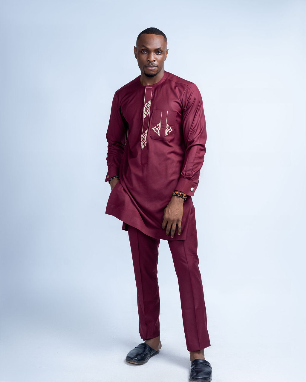 Mekus Men's Dashiki Co-Ord Set (Maroon color)