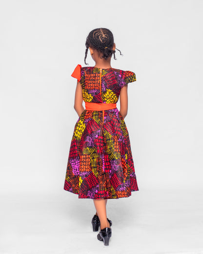 Neche Girls African Dress (in Vibrant Fall Colors)