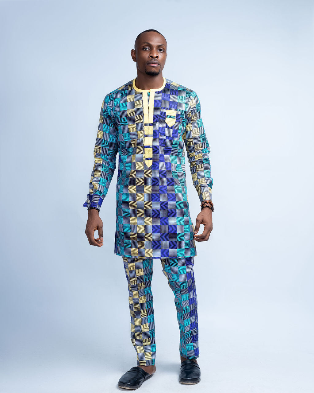 Iyke Men's African Print Shirt and Pants (Co-Ord Set, Ankara)