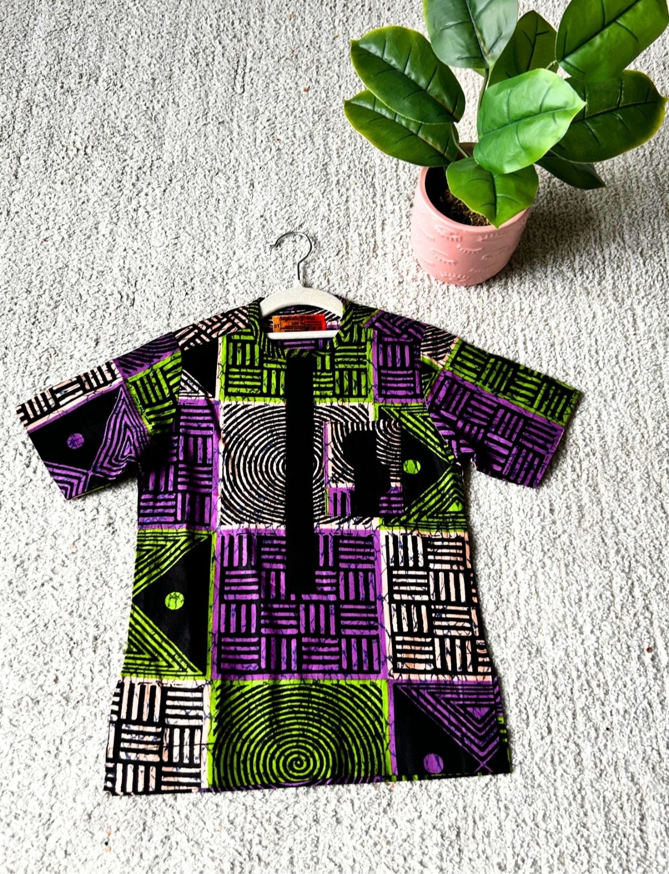 Dejo Boys African Co-Ord Set in with Black Matching Pants