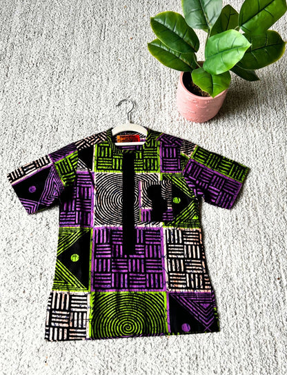 Dejo Boys African Co-Ord Set in with Black Matching Pants