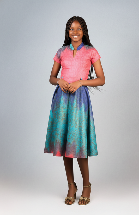 Asa Tween Girl African Print Dress (Flare dress)