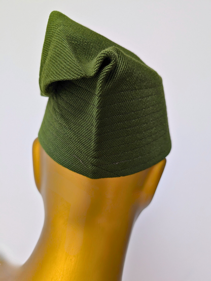 Eben Aso Oke African Cap – Olive Green (Fila Hat)