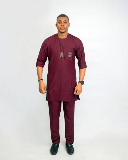 Rotimi Men’s Dashiki Set – Burgundy